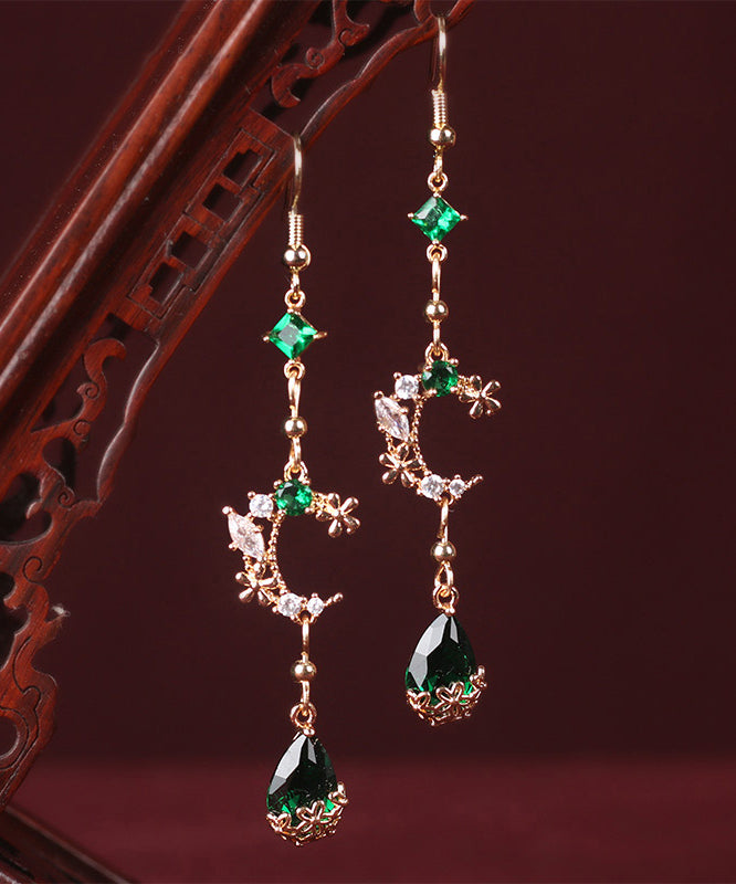 Chic Green Gem Stone Water Drop Drop Earrings