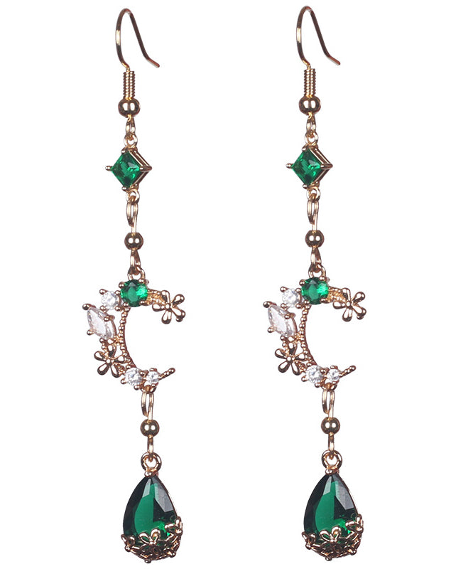 Chic Green Gem Stone Water Drop Drop Earrings