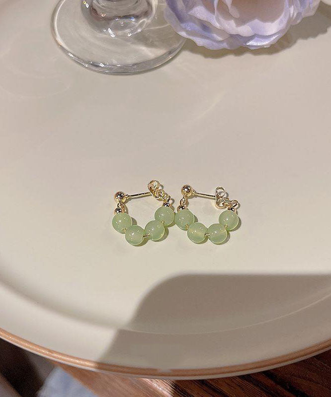 Chic Green Overgile Crystal Hoop Earrings