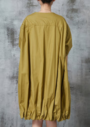 Chic Green Oversized Wrinkled Cotton Robe Dresses Summer