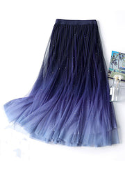 Chic Navy Gradient Color High Waist Tulle Skirts Summer