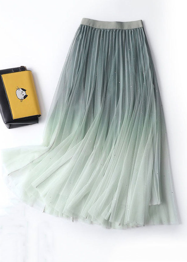 Chic Navy Gradient Color High Waist Tulle Skirts Summer