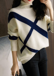 Chic Navy Turtleneck Cozy Wool Sweaters Long Sleeve