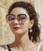 Chic Pink Sun Protection And Large Frame Round Face Sunglasses