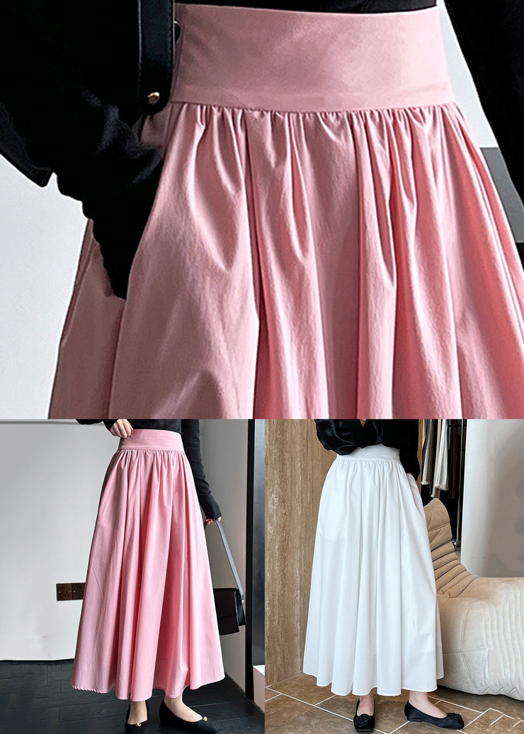 Chic Pink Zippered High Waist Cotton Skirts Spring