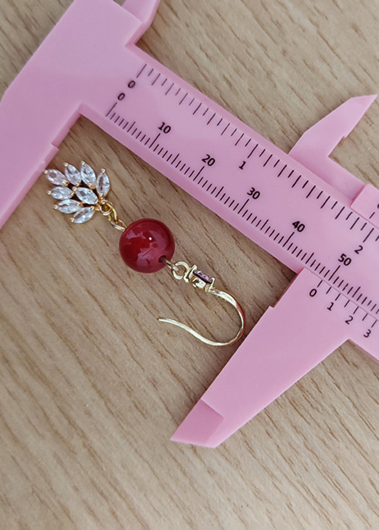 Chic Red Gem Stone Zircon Drop Earrings