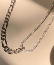 Chic Silk Sterling Silver Inlaid Zircon Necklace