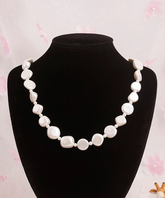 Chic White Asymmetricar Pearl Gratuated Bead Necklace