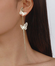 Chic White Butterfly Tassel Zircon Drop Earrings