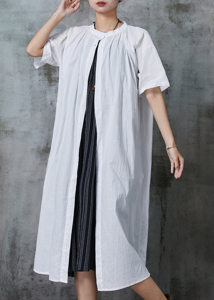 Chic White Oversized Cotton Dress Two Pieces Set Summer