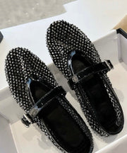 Chic White Zircon Buckle Strap Hollow Out Flat Shoes