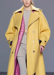 Chic Yellow Asymmetrical Design Faux Leather Trench Fall