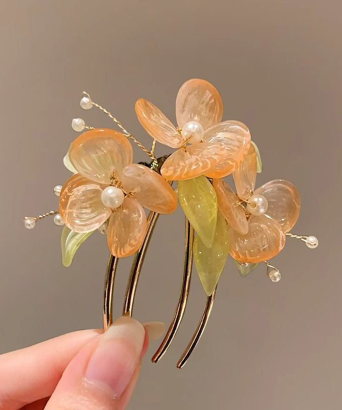 Chinese Style Blue Sterling Silver Overgild U Shaped Floral Hairpin