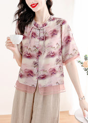 Chinese Style Green Tasseled Print Linen Two Pieces Set Summer