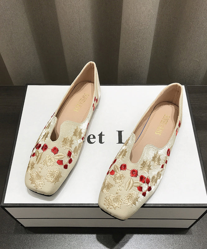 Chinese Style Light Green Embroidery Penny Loafers