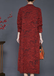 Chinese Style Orange Jacquard Patchwork Silk Dress Spring