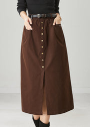 Chocolate Silm Fit Cotton Skirt Side Open Spring