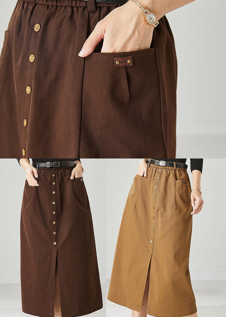 Chocolate Silm Fit Cotton Skirt Side Open Spring