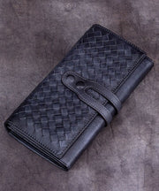 Classic Coffee Diamond lattice Genuine Calf Leather Wallet Purse