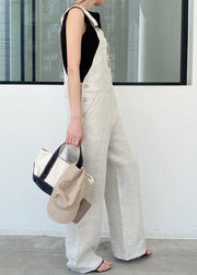 Classy Apricot Patchwork Cotton Straight Overalls Jumpsuit Summer