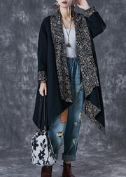 Classy Black Asymmetrical Wear On Both Sides Cotton Trench Fall