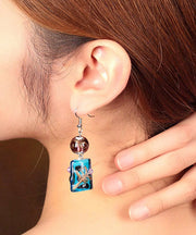 Classy Blue Coloured Glaze Drop Earrings