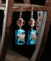 Classy Blue Coloured Glaze Drop Earrings