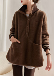 Classy Chocolate Oversized Cotton Sweatshirts Top Spring