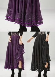 Classy Dull Purple Oversized Patchwork Chiffon Skirts Fall