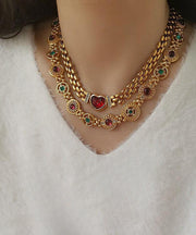 Classy Gold Copper Overgild Hollow Out Coloured Glaze Collar Necklace