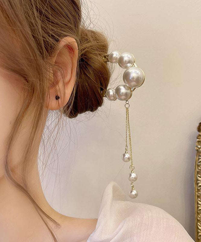 Classy Gold Sterling Silver Alloy Pearl Tassel U Shaped Hairpin