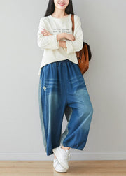 Classy Grey Oversized Patchwork Cotton Harem Pants Spring