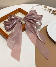 Classy Mulberry Silk Pearl Bow Hairpin