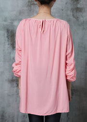 Classy Pink Oversized Wrinkled Cotton Shirt Spring