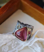 Classy Purple Red Alloy Gem Stone Heart-Shaped Rings