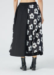 Classy White Floral Patchwork A Line Skirts Summer