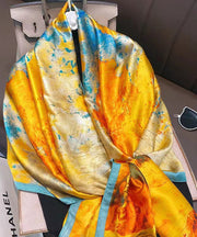 Classy Yellow Paintings Style Versatile Silk Scarf