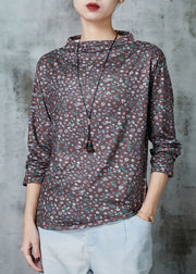 Coffee Print Comfortable Cotton Shirt Tops Spring