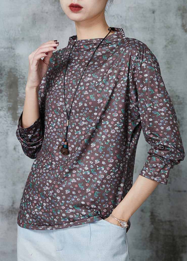 Coffee Print Comfortable Cotton Shirt Tops Spring