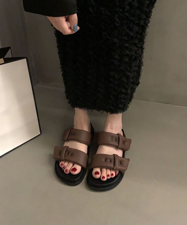 Coffee Slide Sandals Platform Comfortable Splicing Buckle Strap