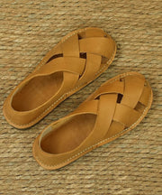 Comfortable Hollow Out Sandals Ginger Cowhide Leather