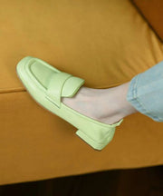 Comfortable Light Green Sheepskin Splicing Flats Shoes