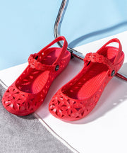 Comfortable Red Buckle Strap Hollow Out Walking Sandals