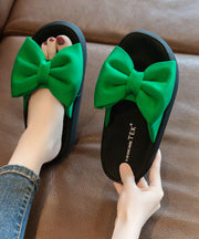 Comfy Green Platform Bow Stylish Splicing Slide Sandals