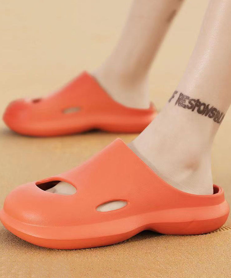 Comfy Orange Hollow Out Slippers Shoes For Women