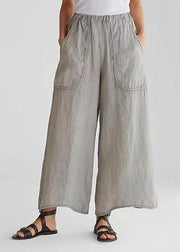 Cotton Linen Red geometry Loose Wide Leg Casual Pants