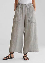 Cotton Linen Yellow geometry Loose Wide Leg Casual Pants