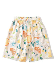 Cozy Apricot Print Pockets Cotton Summer Mens Shorts