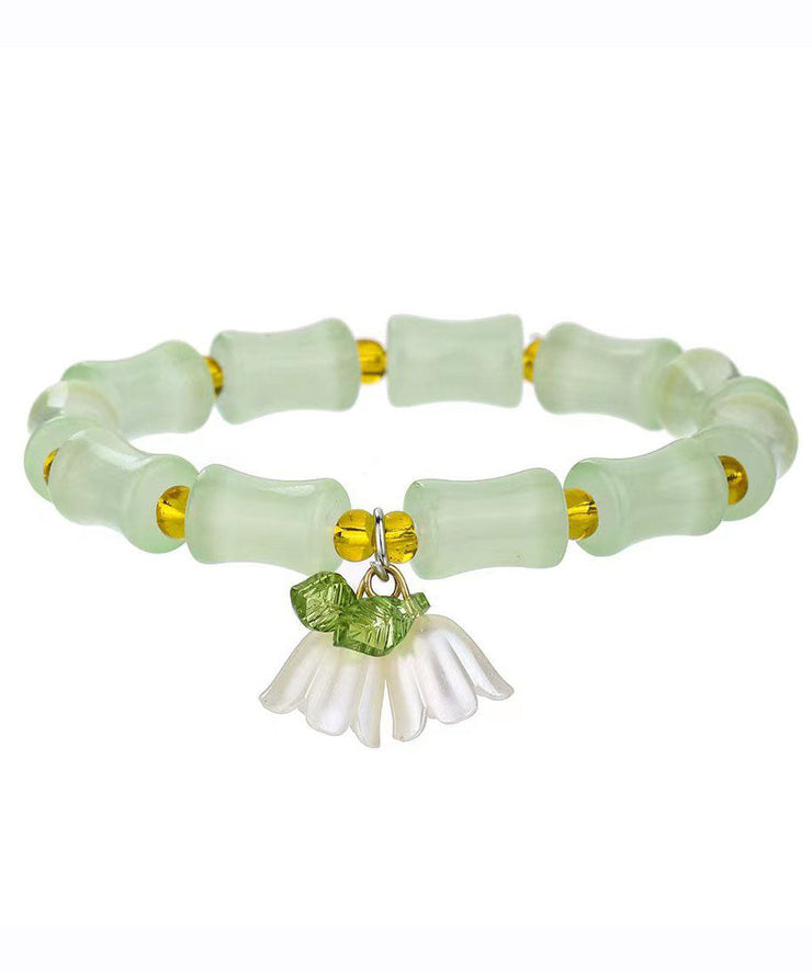 Cute Green Alloy Jade Bamboo Join Lily Of The valley Charm Bracelet