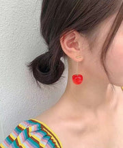 Cute Orange Alloy Acrylic Cherry Drop Earrings